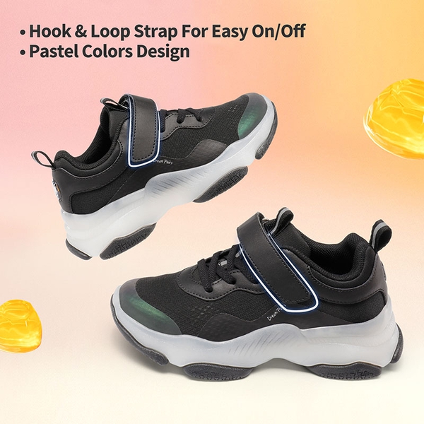 Kids Jelly Outsole Lightweight Breathable Sneakers - BLACK - 4